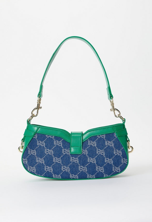 Jaquard Shoulder Bag Green/Denim