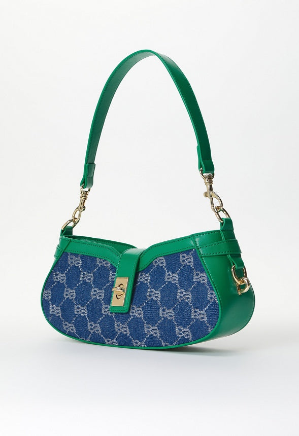 Jaquard Shoulder Bag Green/Denim
