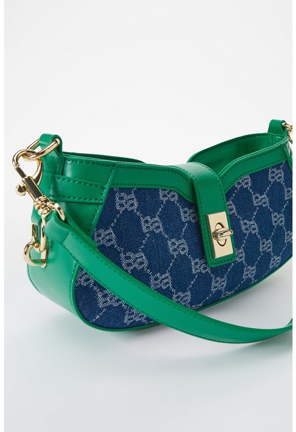 Jaquard Shoulder Bag Green/Denim