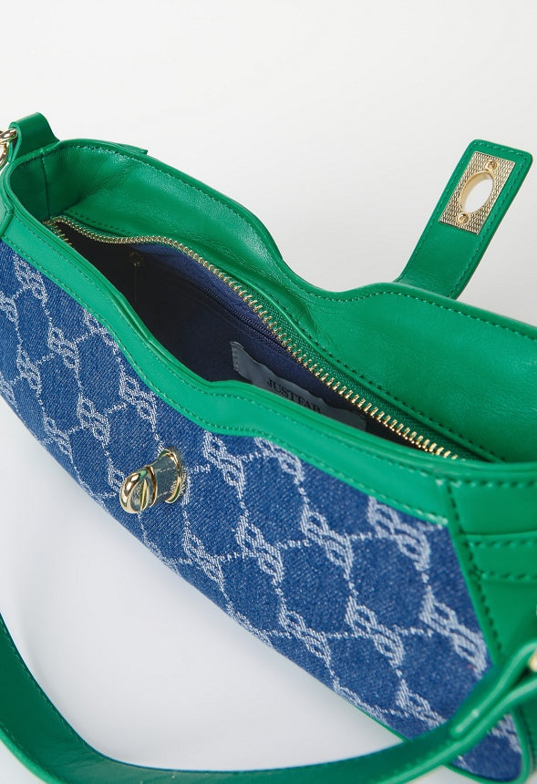 Jaquard Shoulder Bag Green/Denim