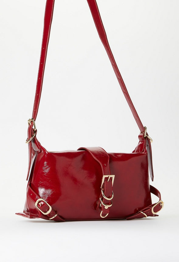 Multi Buckle Shoulder Bag Anemone Red
