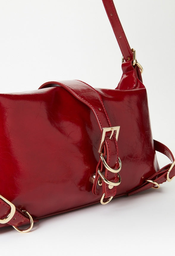 Multi Buckle Shoulder Bag Anemone Red