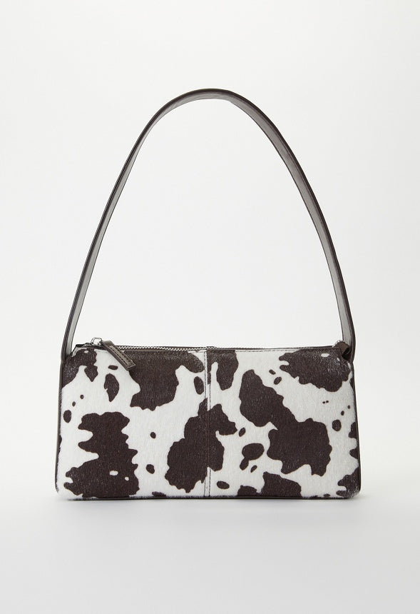 Cow Print Shoulder Bag Cacao Brown/ Cow Faux Pony Hair