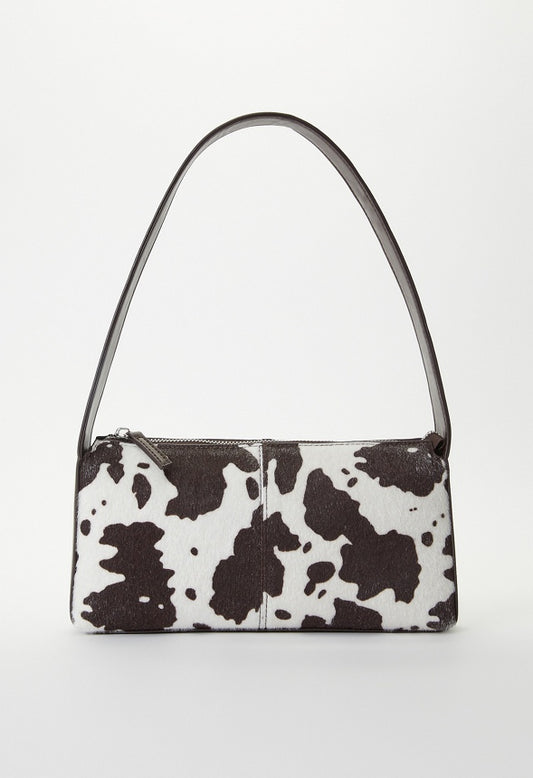 Cow Print Shoulder Bag Cacao Brown/ Cow Faux Pony Hair