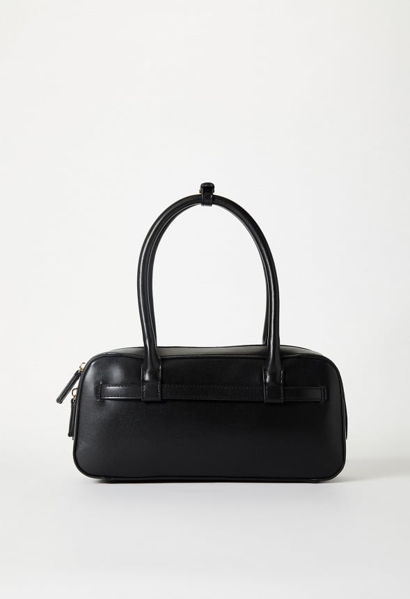 Long Strap Buckle Shoulder Bag Black