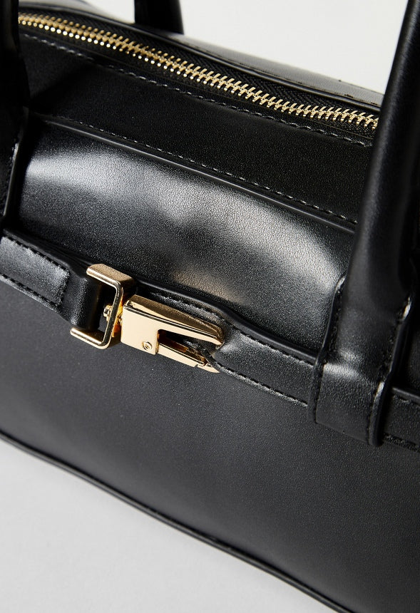 Long Strap Buckle Shoulder Bag Black