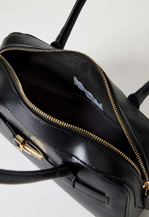Long Strap Buckle Shoulder Bag Black