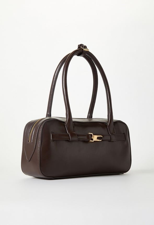 Long Strap Buckle Shoulder Bag Cacao Brown