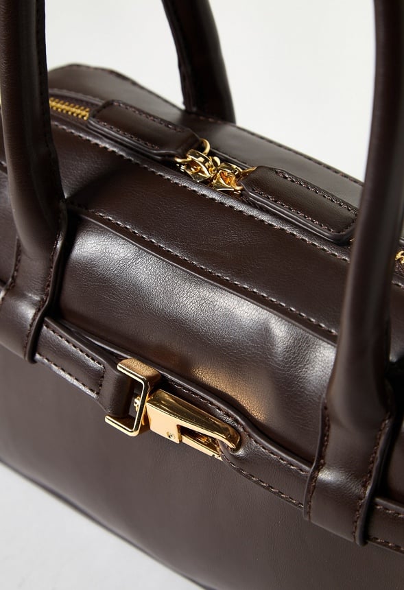 Long Strap Buckle Shoulder Bag Cacao Brown