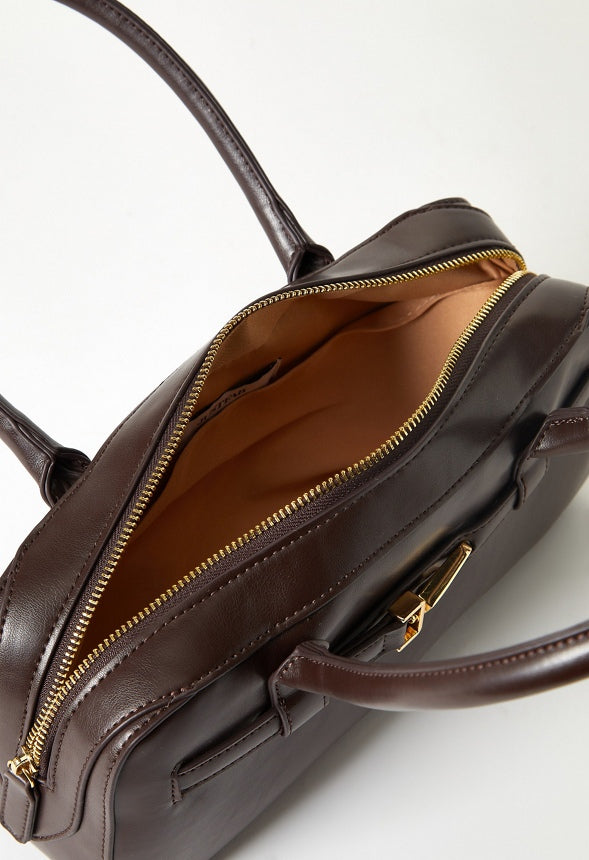 Long Strap Buckle Shoulder Bag Cacao Brown