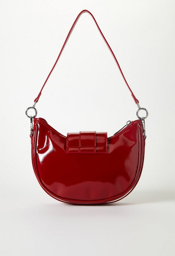 Belted Half Moon Shoulder Bag Cabernet Red