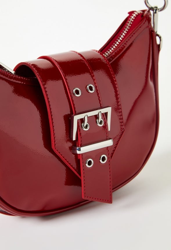 Belted Half Moon Shoulder Bag Cabernet Red