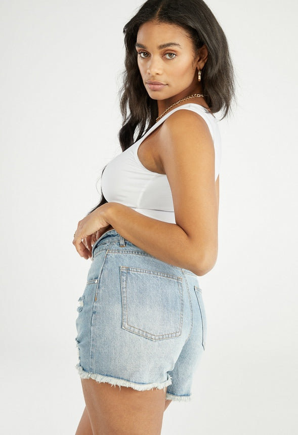 FOLDOVER HIGH RISE SHORT Medium Wash