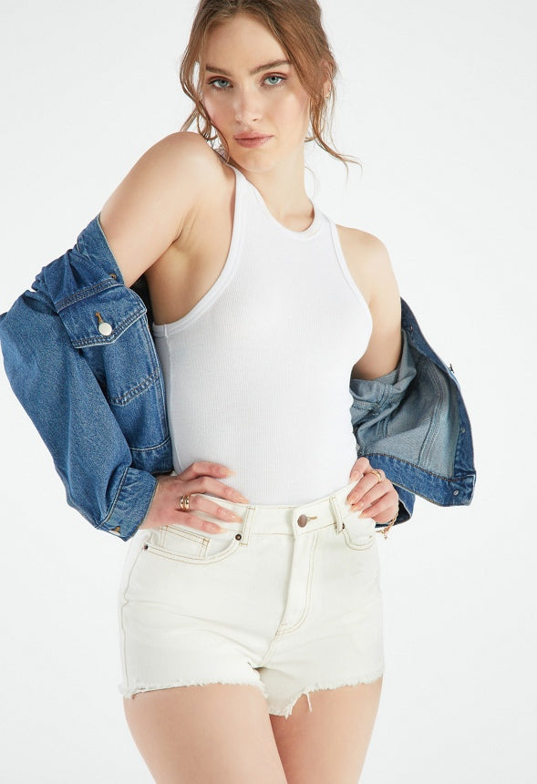 RYAN HIGH RISE FRAY SHORT Bleach