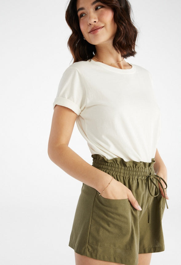 Paperbag Linen Shorts Burnt Olive