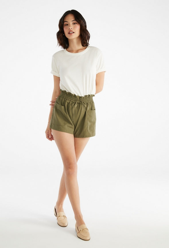 Paperbag Linen Shorts Burnt Olive