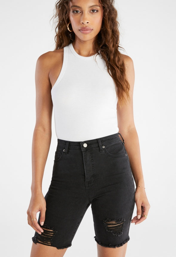 Soph Tummy Tamer Bermuda Destroy Short Mascara