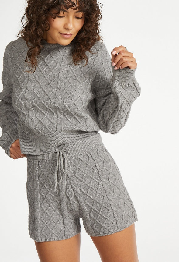Cable Knit Shorts Medium Heather Grey