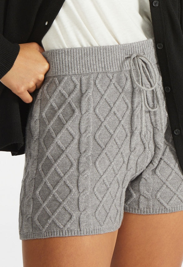 Cable Knit Shorts Medium Heather Grey