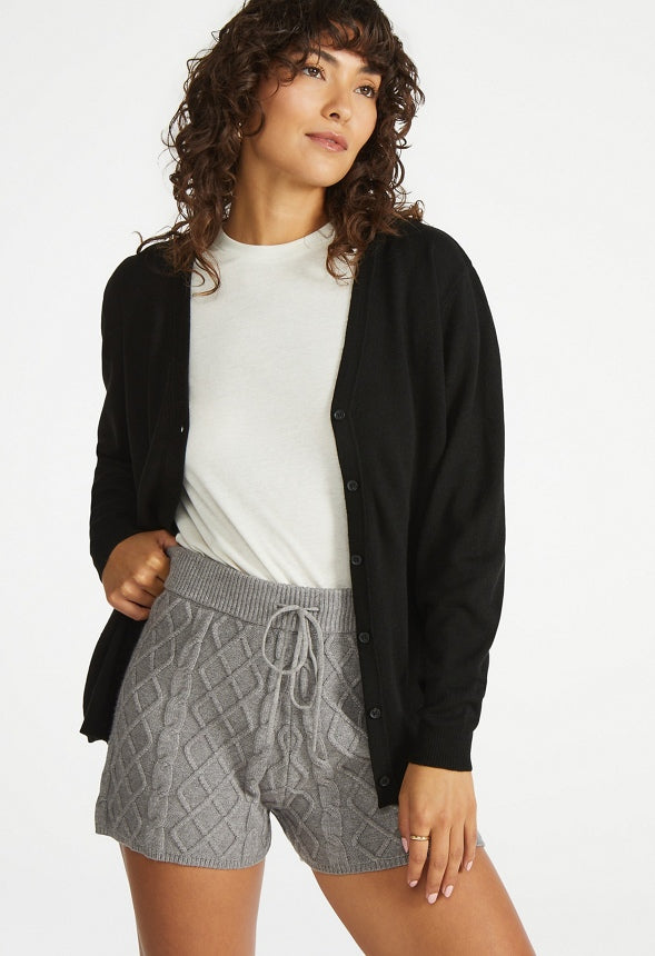 Cable Knit Shorts Medium Heather Grey