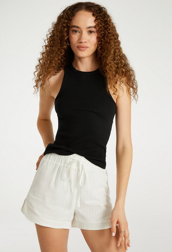 Stripe Pajama Style Shorts Marshmallow White