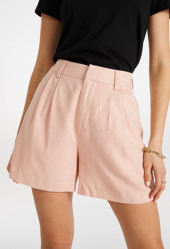 Linen High-Rise Trouser Shorts Rose Smoke
