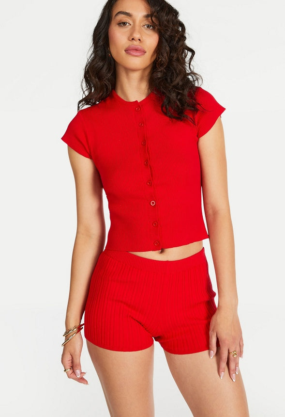Sweater Rib Hot Shorts Salsa Red