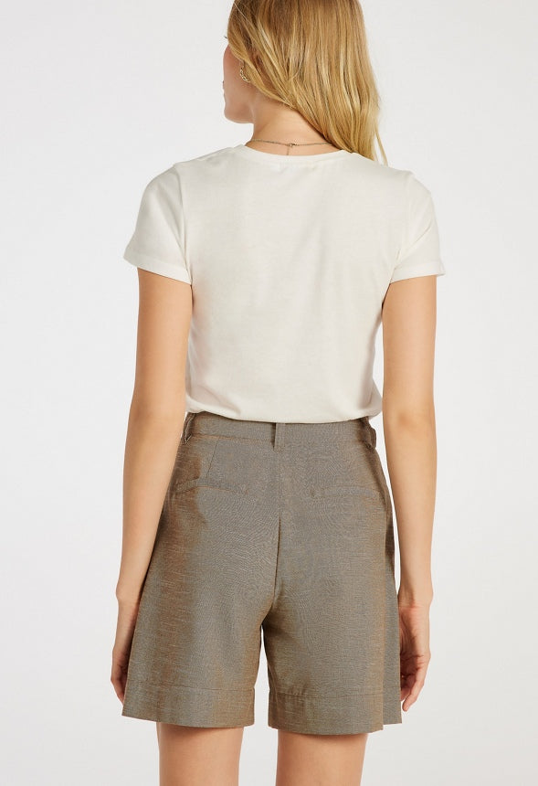 Tailored Bermuda Trousers Brown Melange