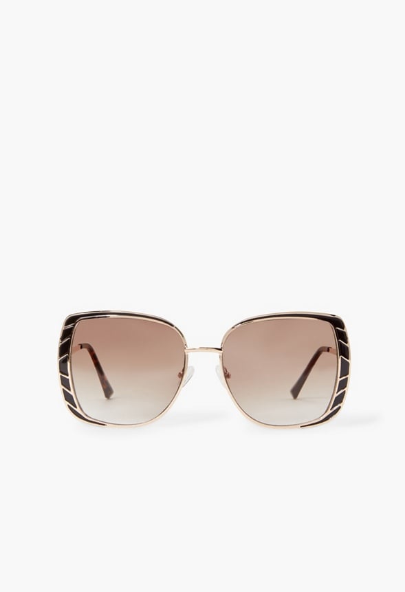 Geometric Frame Oversized Sunglasses Gold/Black