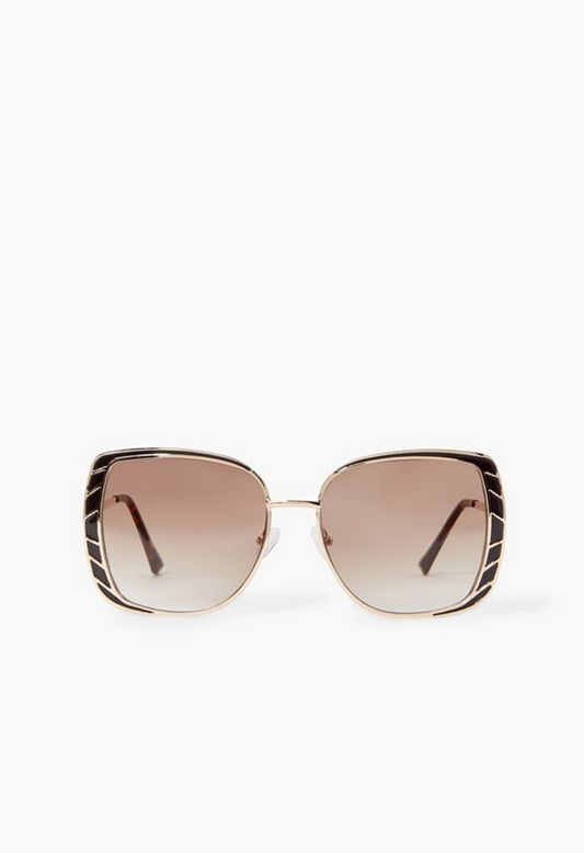 Geometric Frame Oversized Sunglasses Gold/Black