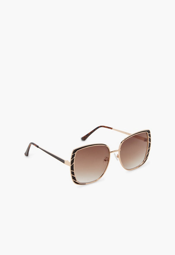 Geometric Frame Oversized Sunglasses Gold/Black