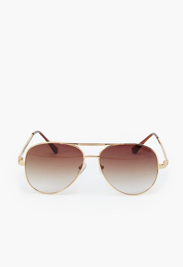 Classic Aviator Sunglasses Brown/Gold