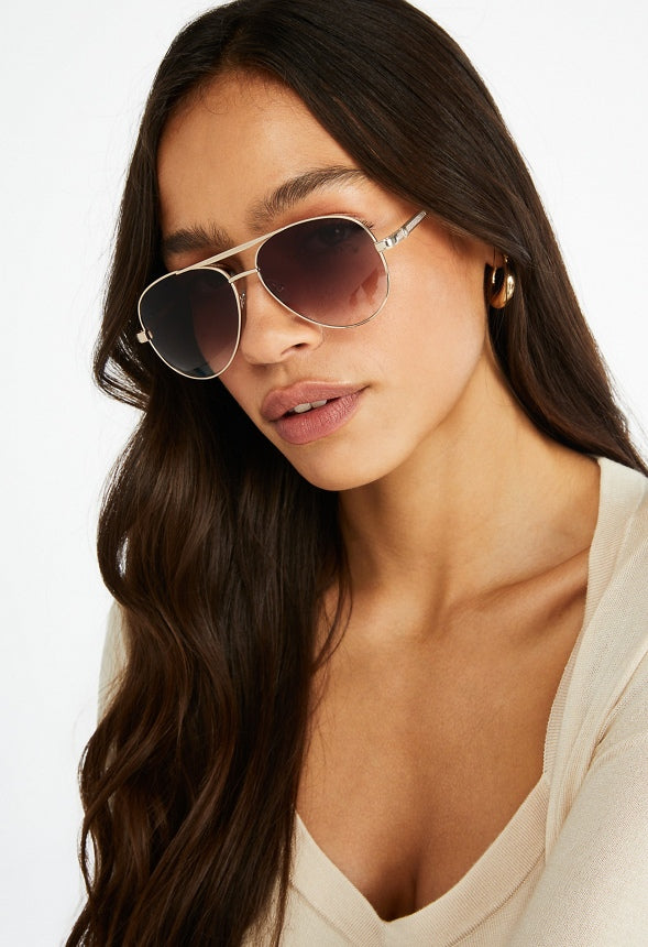 Classic Aviator Sunglasses Brown/Gold