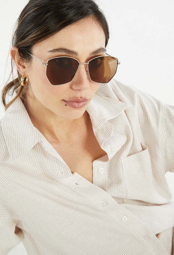 HEXAGON SUNGLASSES Gold/ Brown