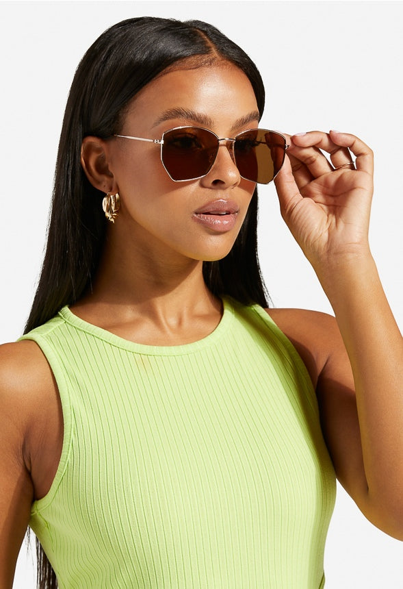 HEXAGON SUNGLASSES Gold/ Brown