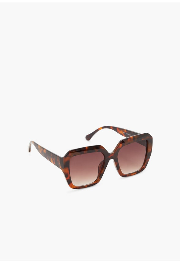 OVERSIZED GEOMETRIC ACETATE SUNGLASSES Tortoise