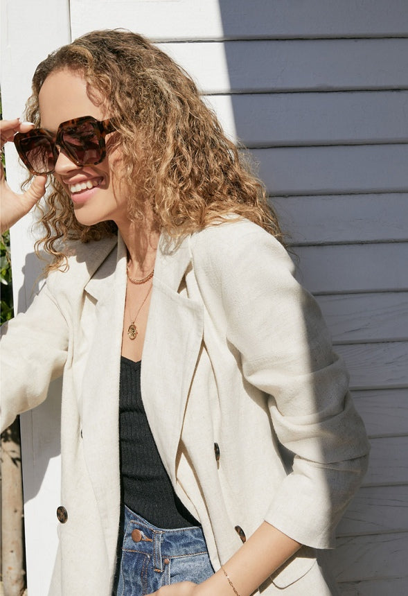 OVERSIZED GEOMETRIC ACETATE SUNGLASSES Tortoise