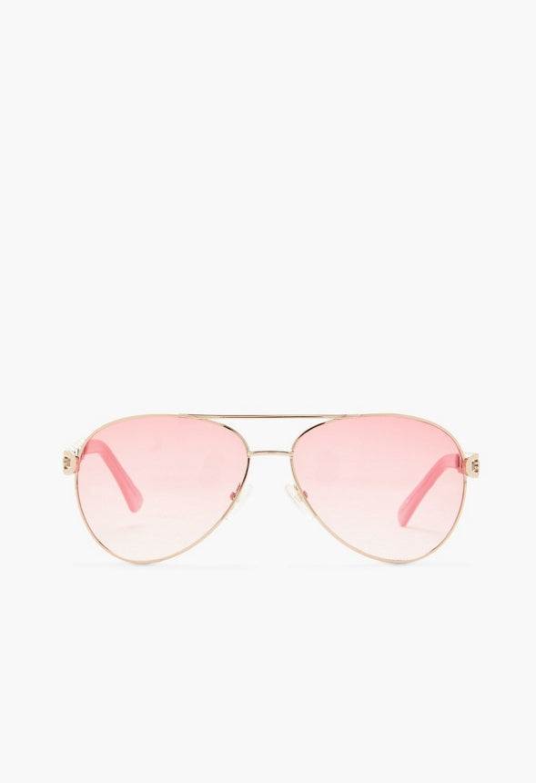 AVIATOR SUNGLASSES WITH CHAIN FRAME Gold/Pink
