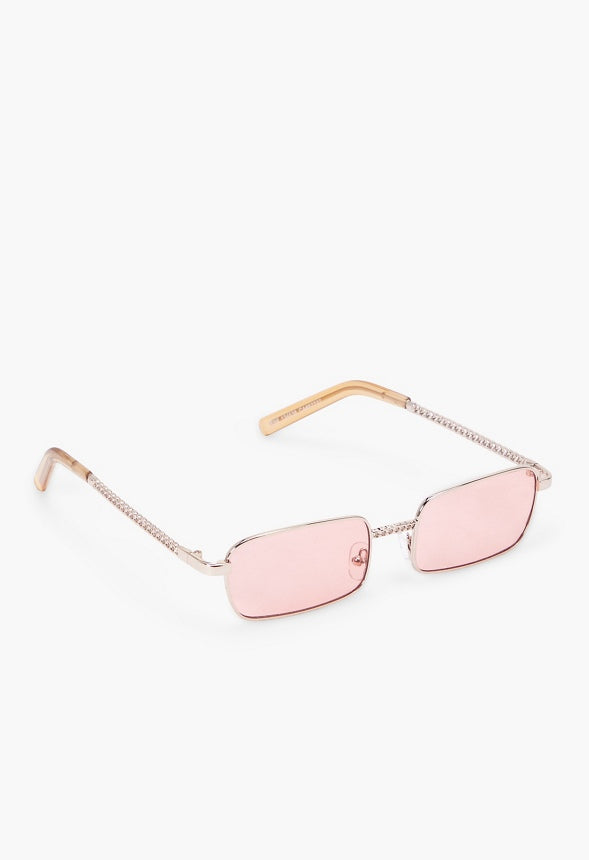 ROSE RIMLESS SUNGLASSES WITH PAVE FRAME Pink