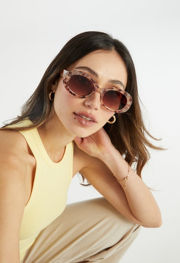 OVERSIZED OVAL SUNGLASSES Blush Tortoise