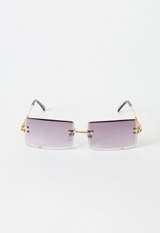 RIMLESS TAPERED EDGE SUNGLASSES Gold/ Smoke
