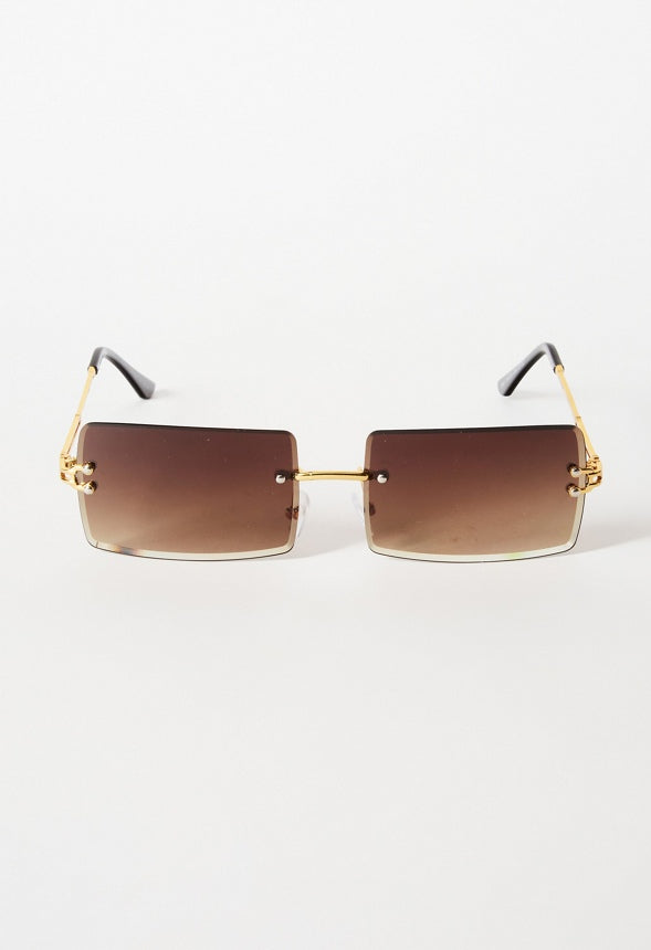 Rimless Tapered Edge Sunglasses Brown