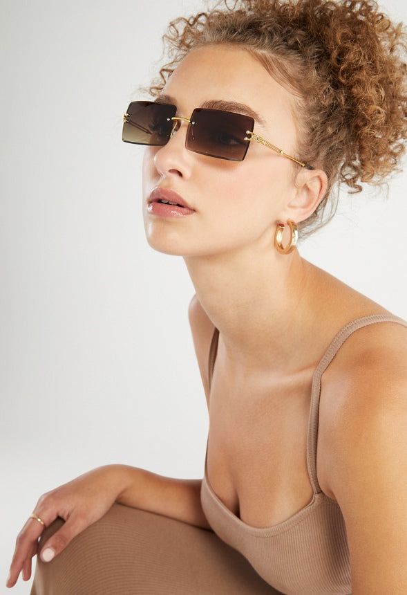 Rimless Tapered Edge Sunglasses Brown
