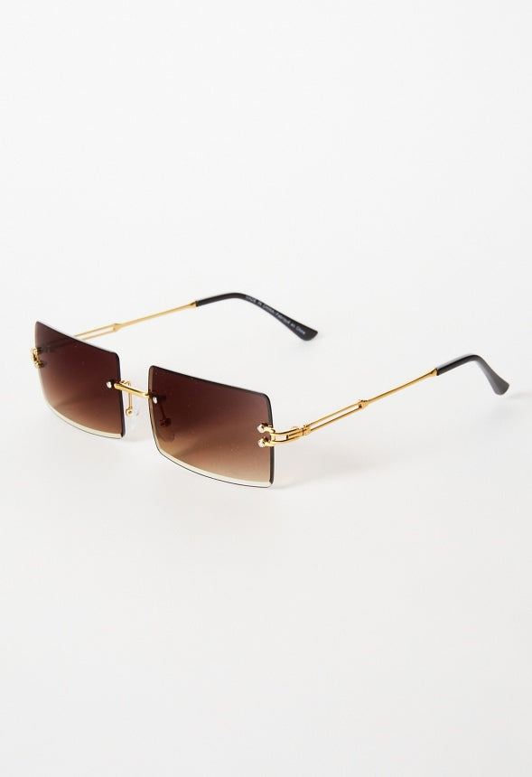Rimless Tapered Edge Sunglasses Brown