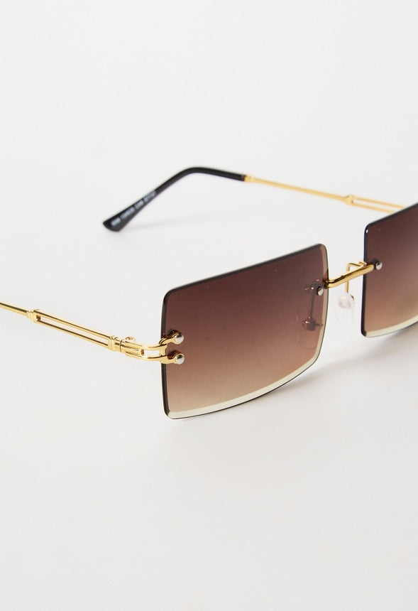 Rimless Tapered Edge Sunglasses Brown