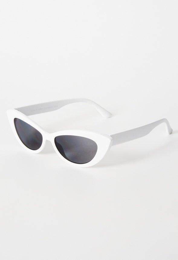 Slim Cat-Eye Sunglasses White