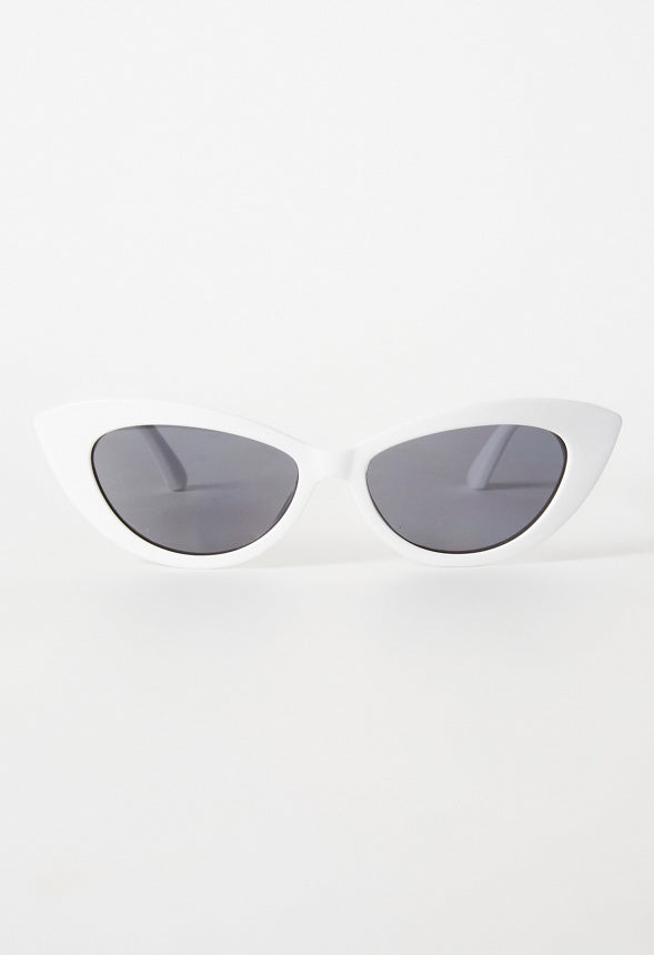 Slim Cat-Eye Sunglasses White