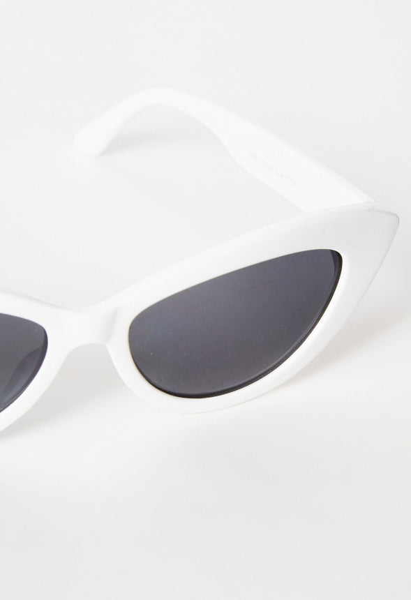 Slim Cat-Eye Sunglasses White