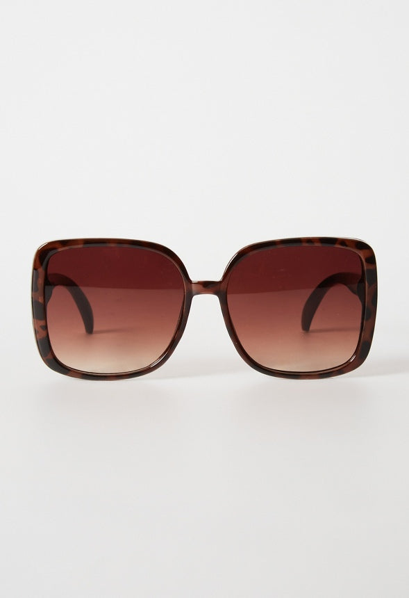 Oversized Rounded Square Sunglasses Brown