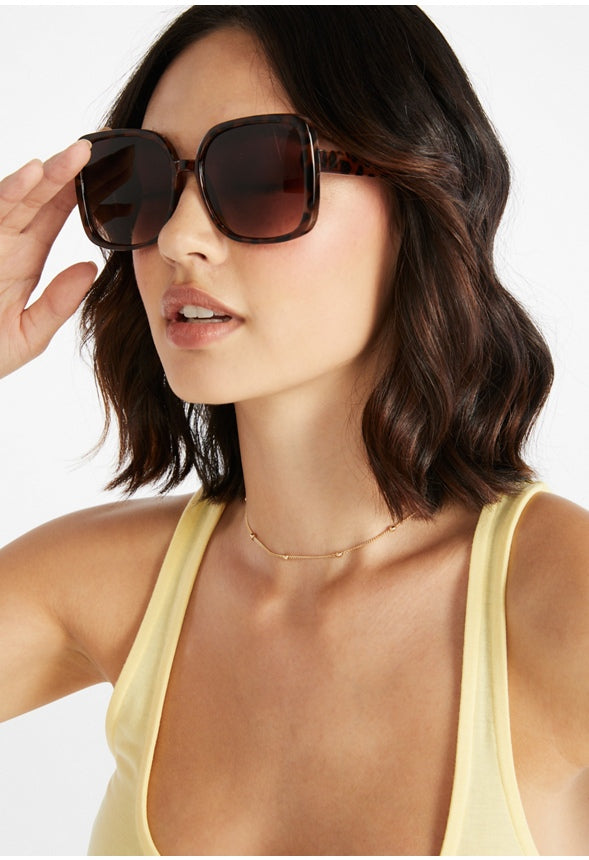 Oversized Rounded Square Sunglasses Brown